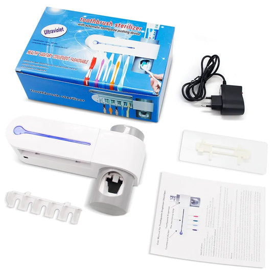 UV Toothbrush Holder & Toothpaste Dispenser - Hygienic Combo