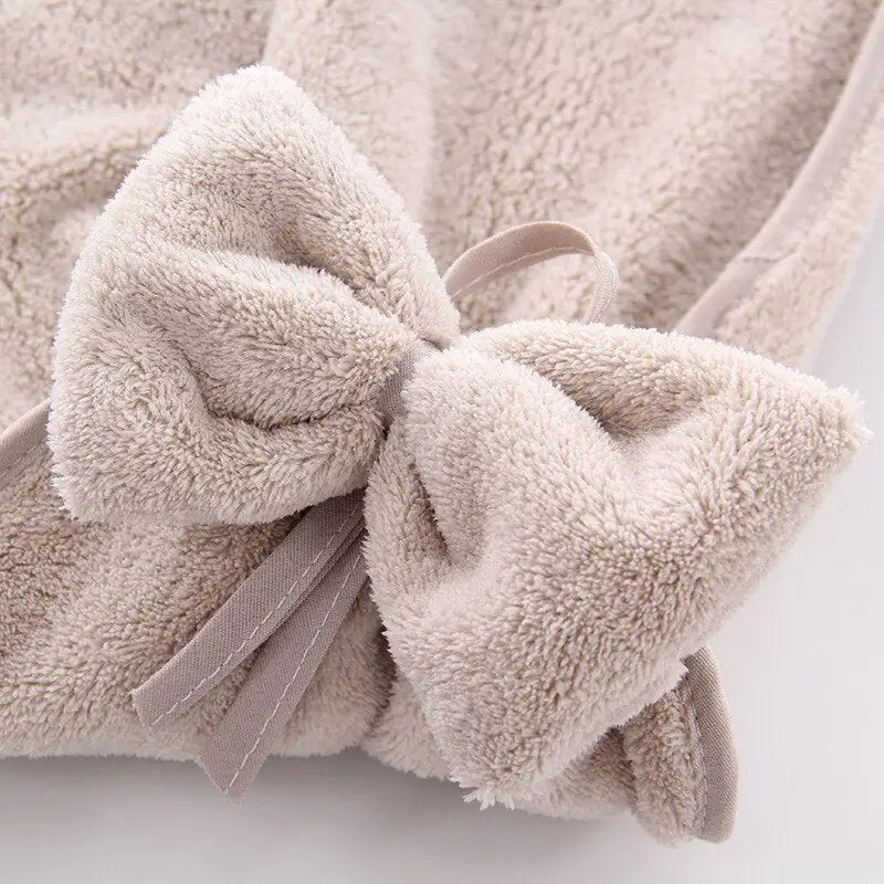 Coral Velvet Bowknot Hand Towels Set - Soft & Stylish